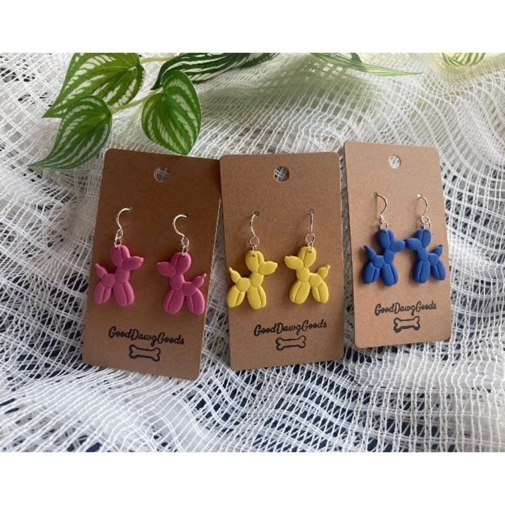 Dog Lover Balloon Animal Polymer Clay Earrings